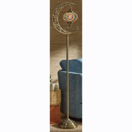 Mosaic Stained Glass Moon Floor Lamp, , large