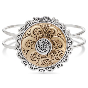 Two-Tone Scroll Hinged Bangle, , large