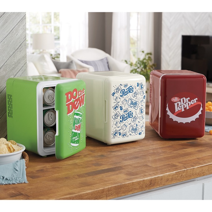 Retro Branded 6-Can Mini Fridge, , large