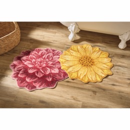 Sculpted Floral Cotton Bath Mat - 24" x 24", , large