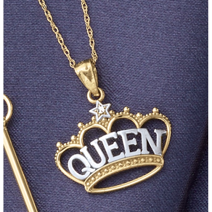 10K Gold Two-Tone Queen Pendant, , large