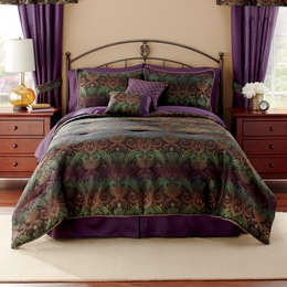 Ombre Jacquard 10-Piece Bed Set and Window Treatments, , large