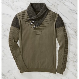 Men&#39;s Buckle Sweater, Olive, large