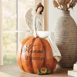 Harvest Angel with Pumpkin Statue, , large