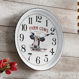 Farm Cows Enamel Plate Wall Clock, , large