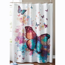 Tiffany Butterfly Shower Curtain, , large