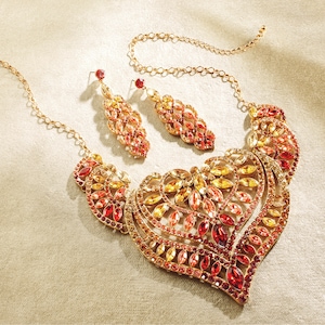 Faceted Ombr&eacute; Crystal Bib Necklace, , large