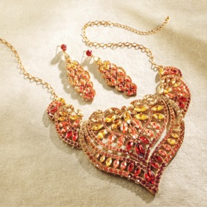 Faceted Ombré Crystal Bib Necklace, , large