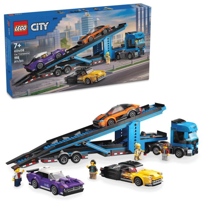LEGO Car Transporter Truck with 3 Sports Cars, , large