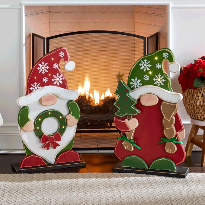 Chunky Wood Christmas Girl or Boy Gnome - Buy Both and Save!, , large