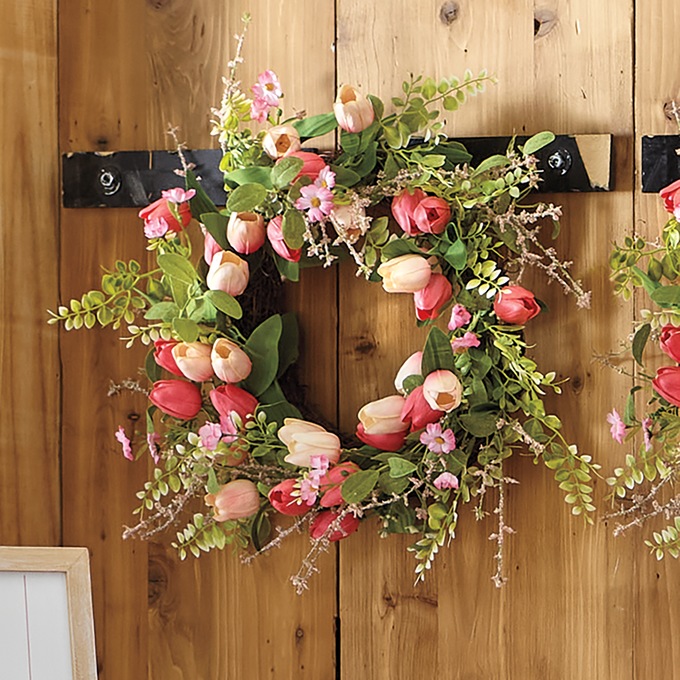 Pink Tulip Wreath, , large
