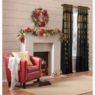 6-ft. Lit Poinsettia Garland, Red, large