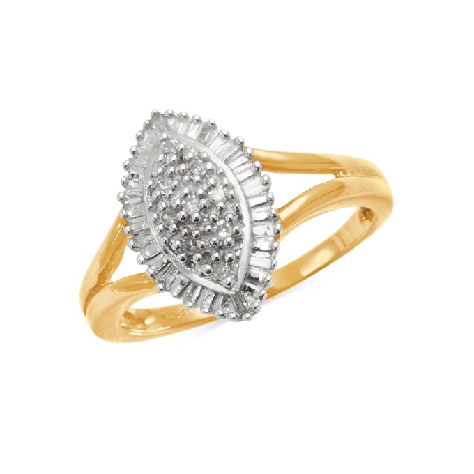 Diamond Marquise Cluster Ring, , large