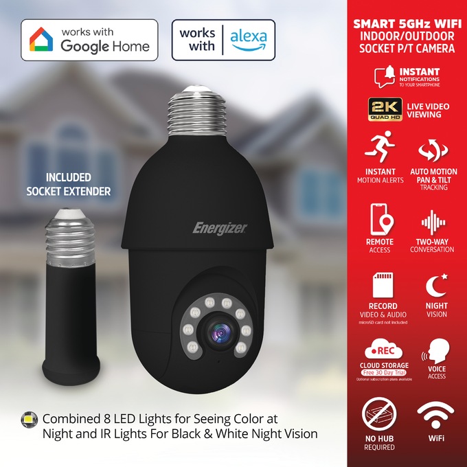 Energizer Smart Socket Camera, Black, large