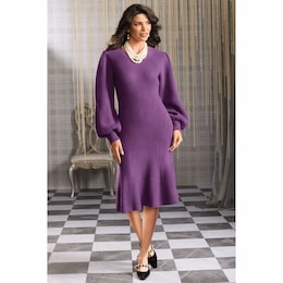 Casey Women's Sweater Dress with Ballooh Sleeves, , large