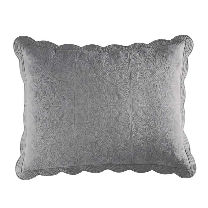 Chateau Cotton Sham with Scalloped Edges, Charcoal, large