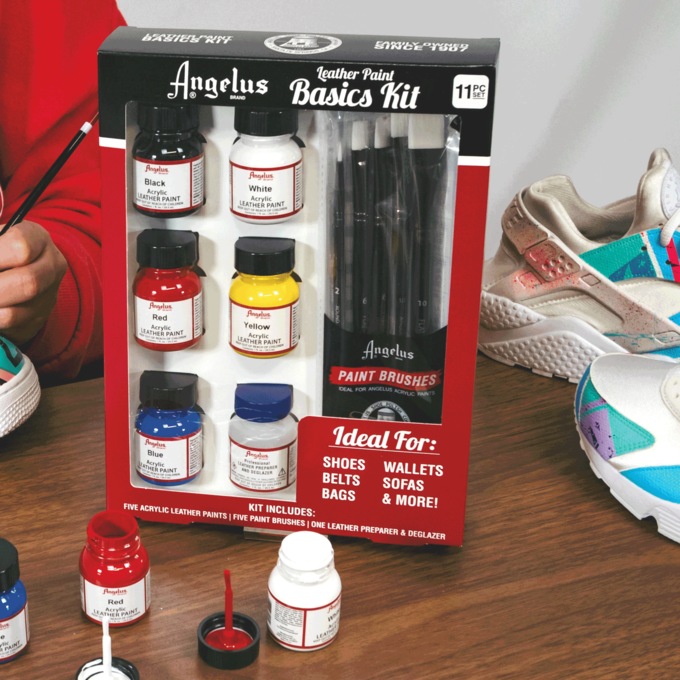 Angelus 11-Piece Acrylic Leather Paint Basics Kit, , large