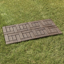 Set of 8 Outdoor Patio Tiles-Wood Pattern and Stone or Brown Directional, , large