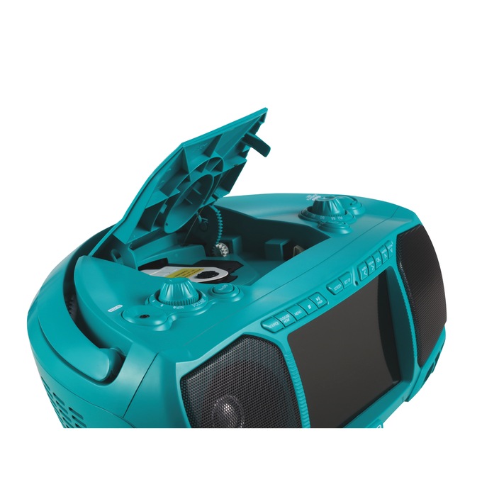 Aiwa Portable 7" Screen DVD Boom Box with Bluetooth, Teal, large