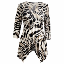 Printed Hankie Hem Tunic, , large