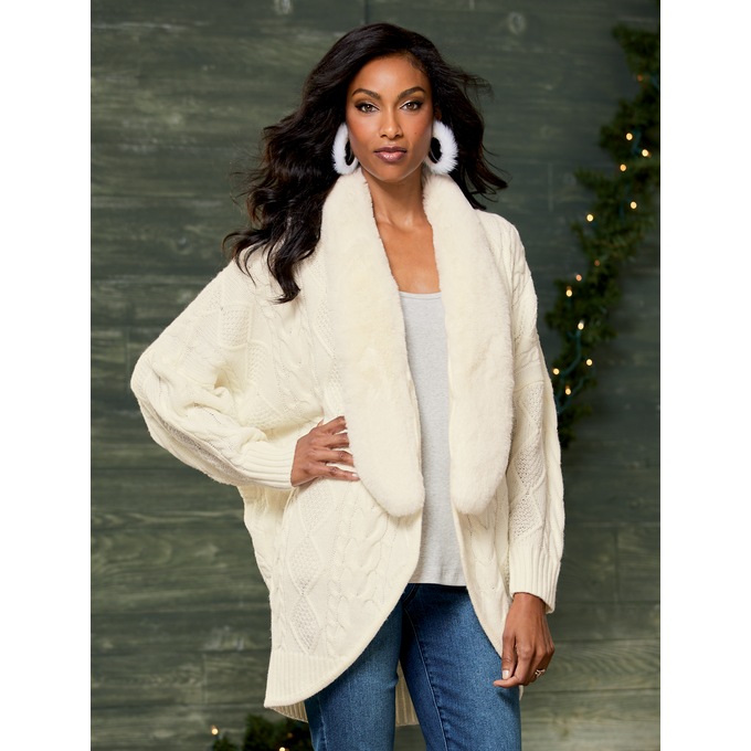 Plus size faux fur cardigan store