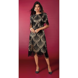 Malisa Allover Lace Women's Dress with Scallop Edging, , large