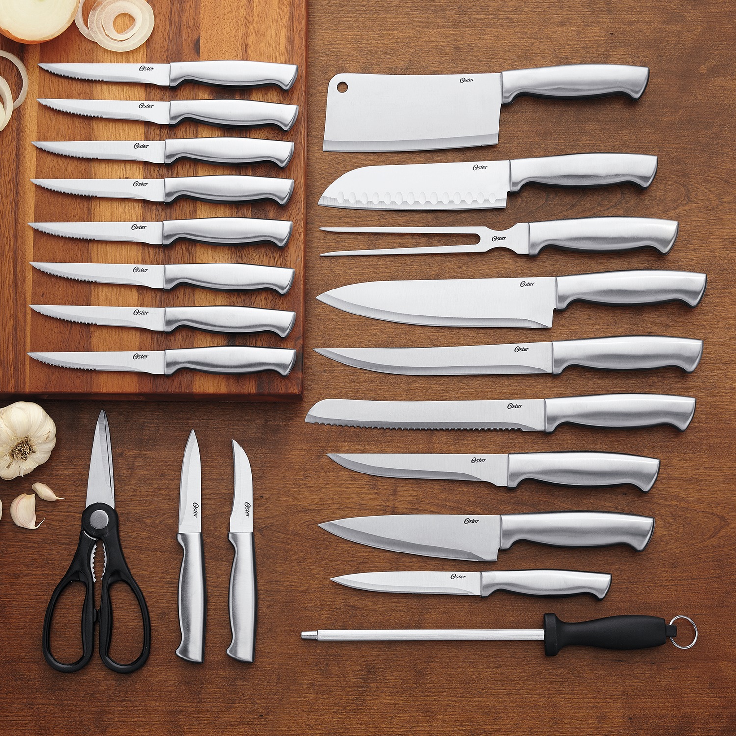 小物 NEIGHBORHOOD CI CUTLERY SET Oster 22-Piece Baldwyn Knife Block Set with Stainless Steel