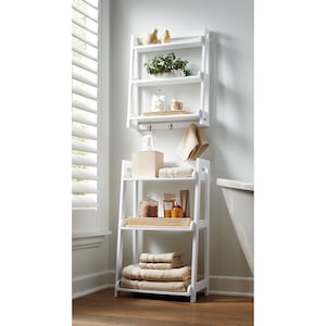 Taos Bathroom Floor Shelf and Wall Shelf - Buy Both and Save, , large