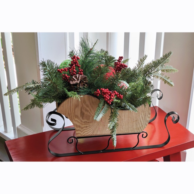 Wood and Metal Sleigh with Florals, , large