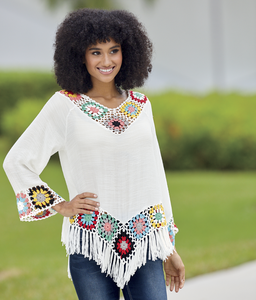 Crochet Fringe Top - Misses, , large