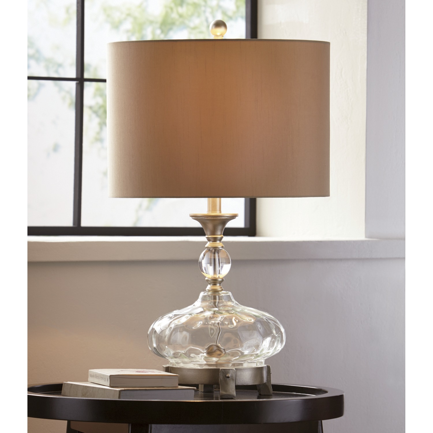 Footed Glass Table Lamp Seventh Avenue