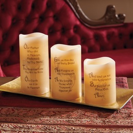 Set Of 3 Lord&#39;s Prayer Led Candles, , large