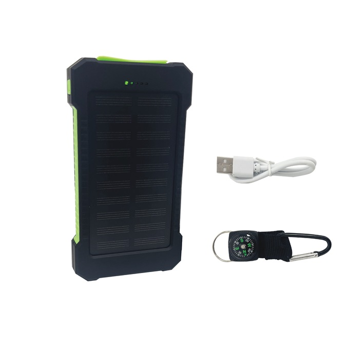 10,000mAh Solar Power Bank, Green Black, large