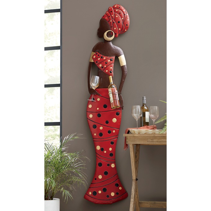 Tall African Lady Wine Holder, , large