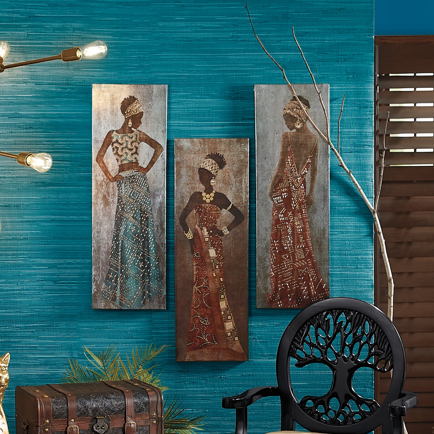 3Piece Stylish African Lady Wall Art Seventh Avenue