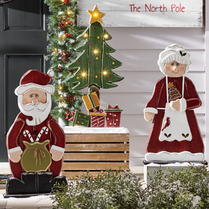 Chunky Wood Cutouts Mr. or Mrs. Claus, , large