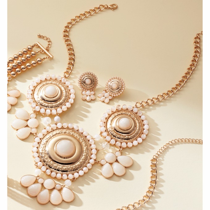 Round-Burst Necklace & Earrings Set, , large