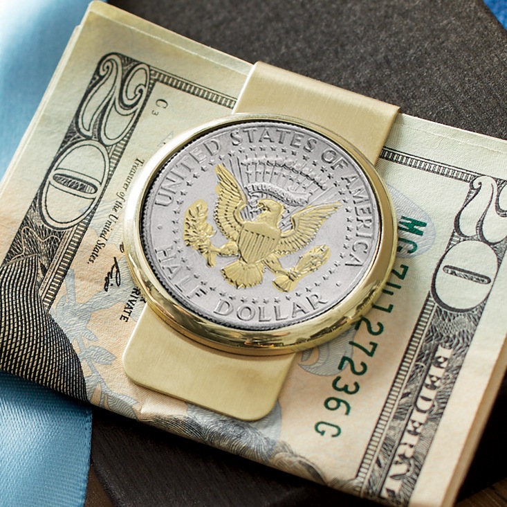 24K Gold Half Dollar Money Clip, , large