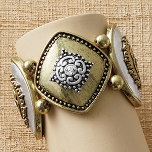 Two-Tone Scroll Stretch Bracelet, , large
