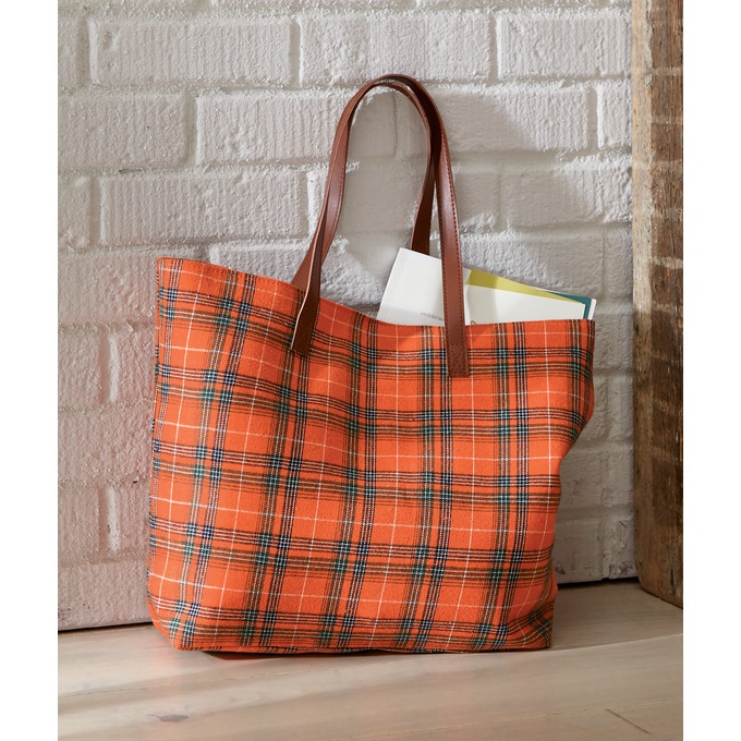 Harvest Plaid Tote, , large