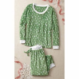 Loden Frost Evergreen Long-Sleeve PJ Set in Soft Stretch Velour Knit, , large