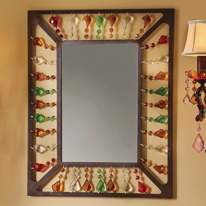 Rectangle Gem Burst Mirror, Multi, large