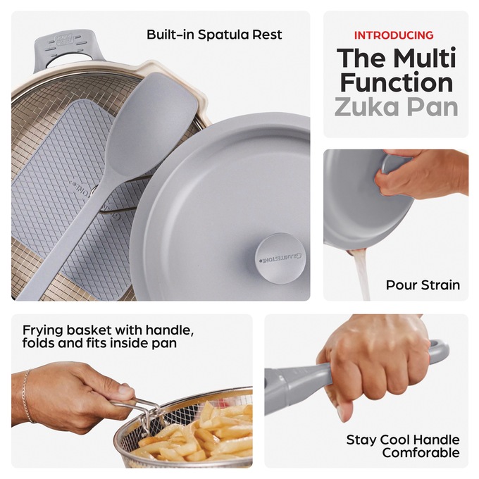 Granitestone 10" Zuka Pan, Gray, large