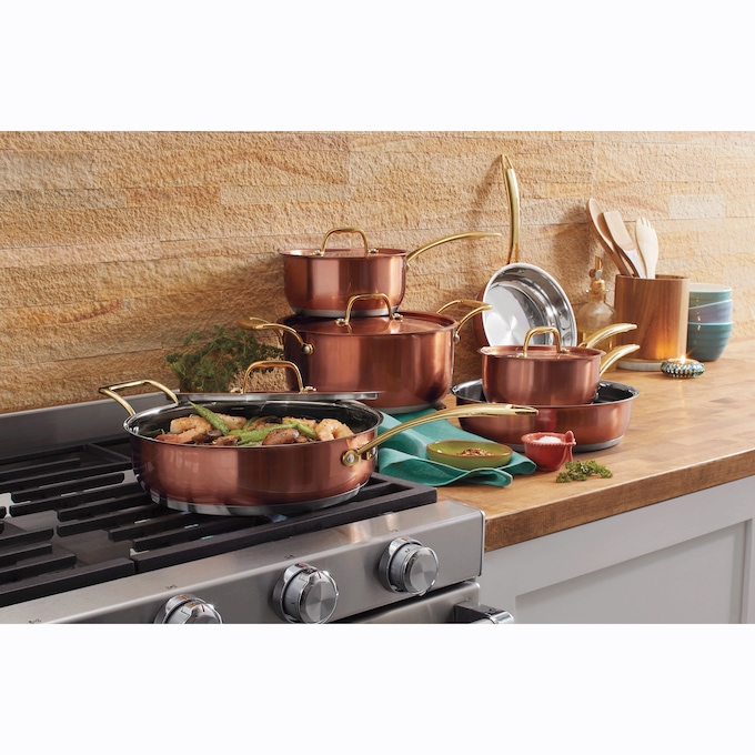 10-Piece Stainless Steel Copper-Look Cookware Set, , large