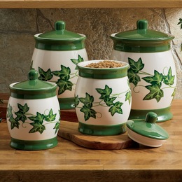 Set of 4 Ivy Canisters, , large