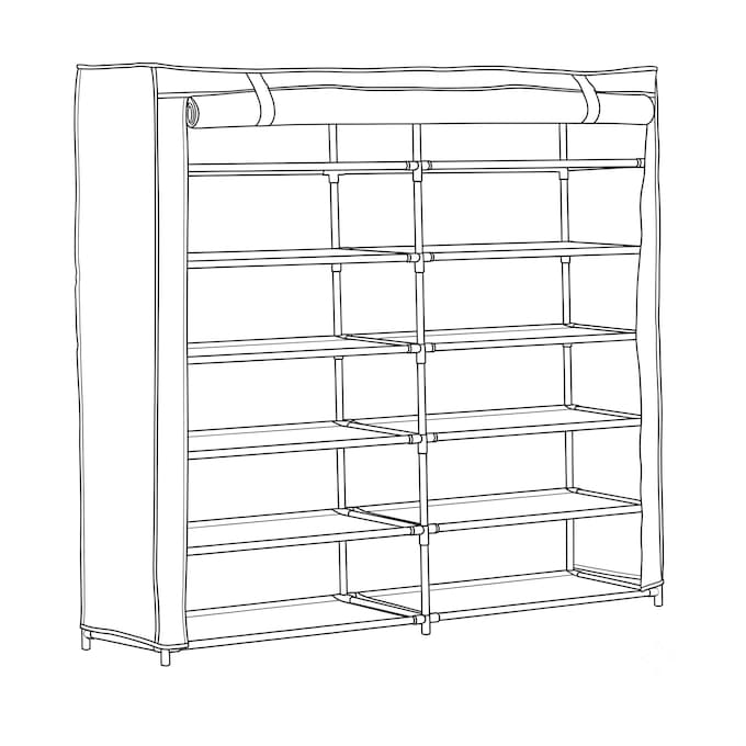 6-Layer Fabric Double Shoe Storage Organizer, Teal, large