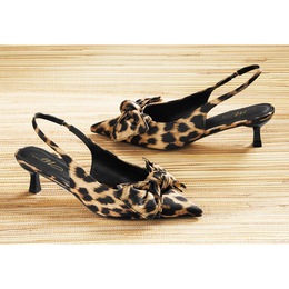 Midnight Velvet Leopard Bow Slingback, , large