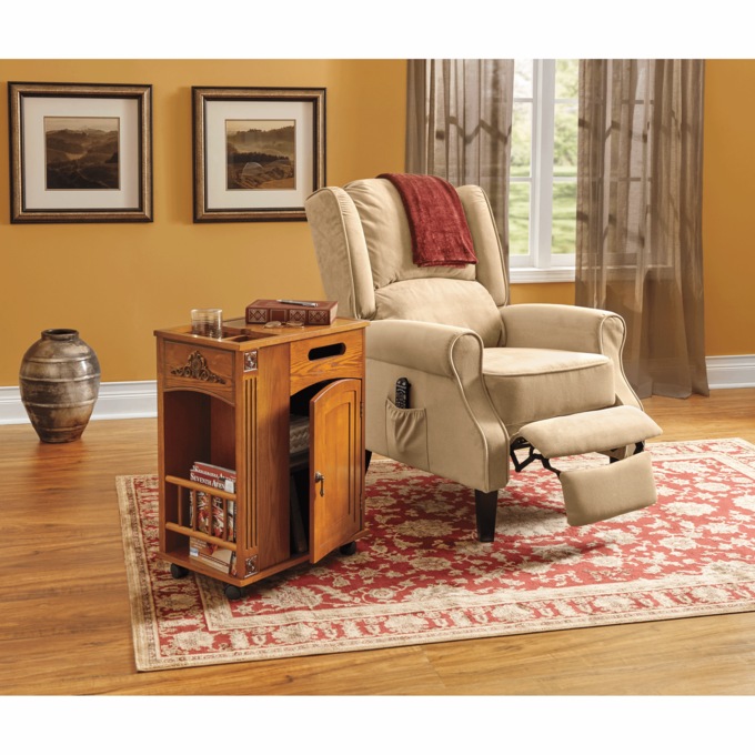 Powered Traditional End Table with Wheels, , large