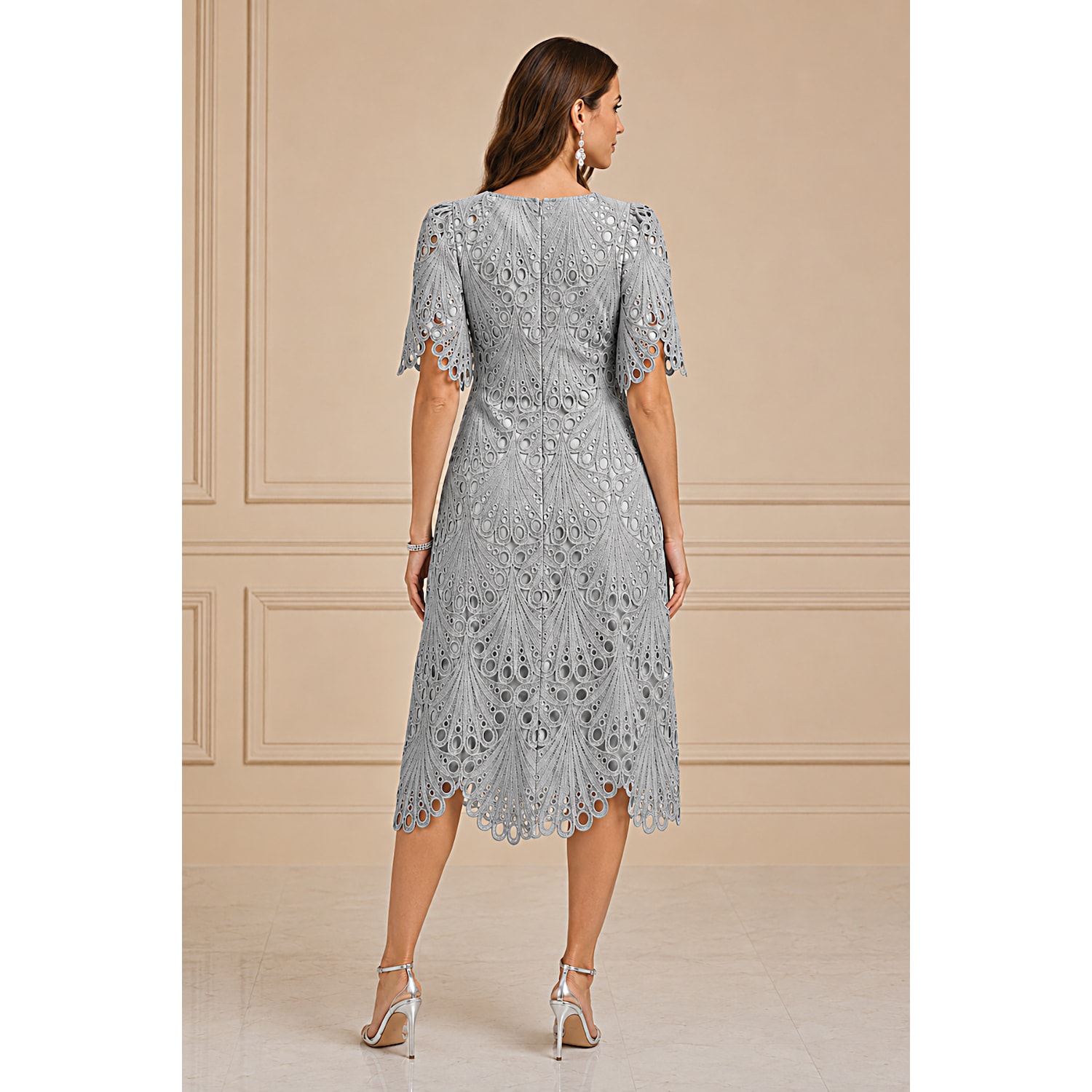 Malisa Allover Lace Women's Dress with Scallop Edging | Seventh Avenue