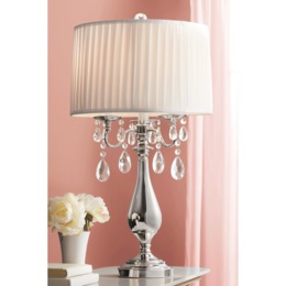 Silver Crystal Drip Table Lamp, , large